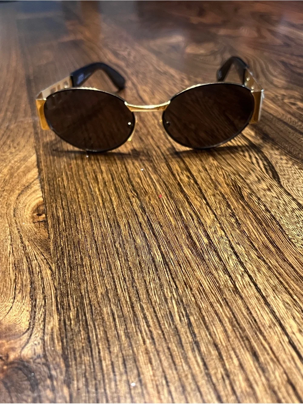 Gianni Versace Gold and Black Medusa Baroque Temple Sunglasses